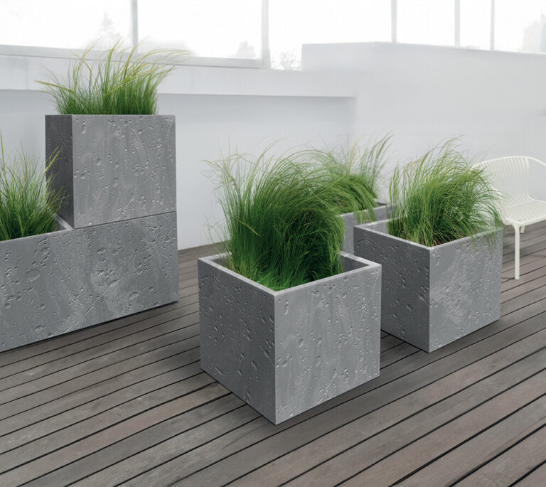 Square Planter Stacking with Insert Concrete-Effect