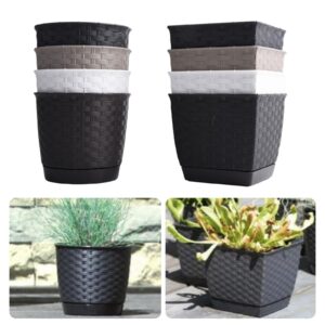 Plant Pot Rattan-Effect Plastic Planter Wave