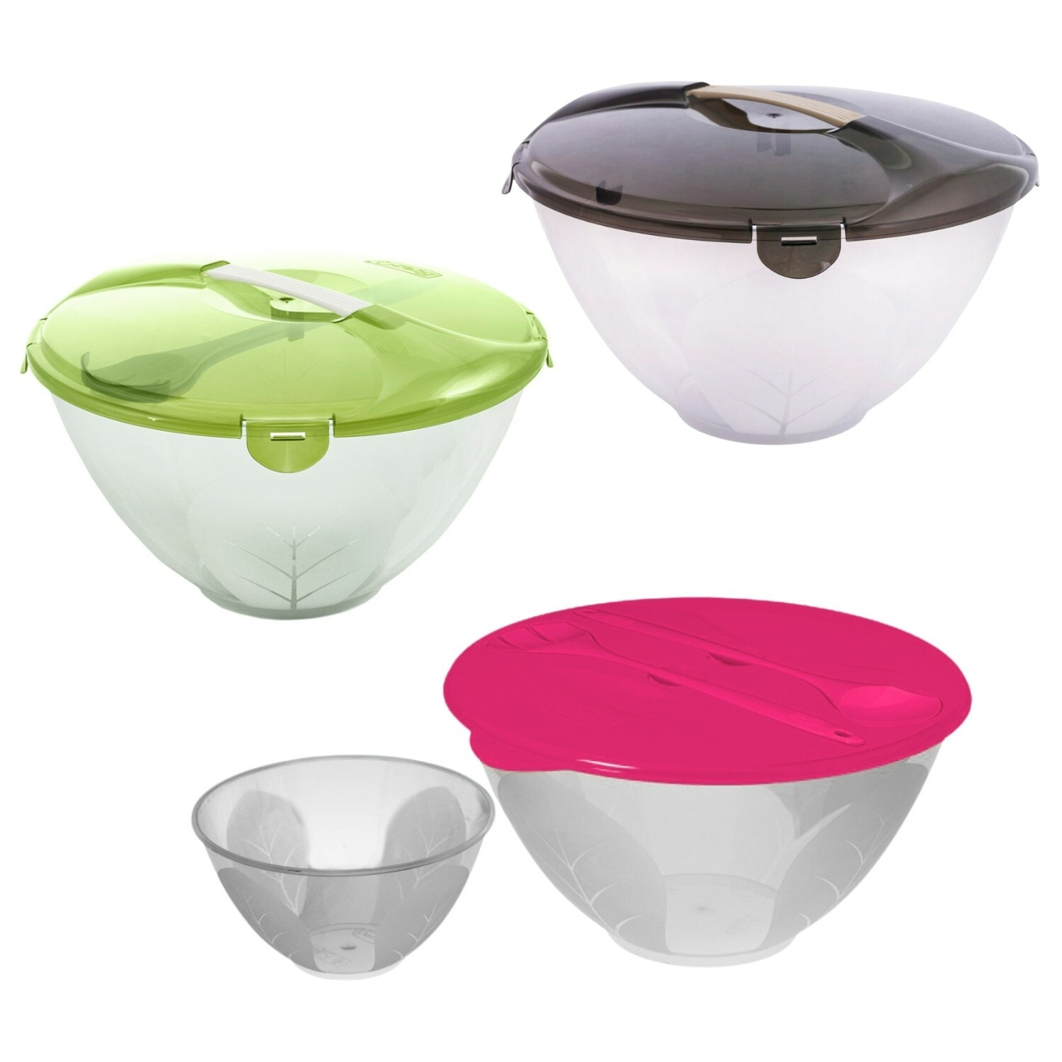 Salad-Storage-Bowl-Set-Round-Plastic-Serving-Bowl-Cooking-Cutlery-Picnic-Dish-116889761881