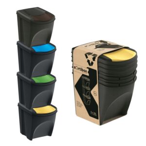 Recycling Bins Stackable Lidded 25L