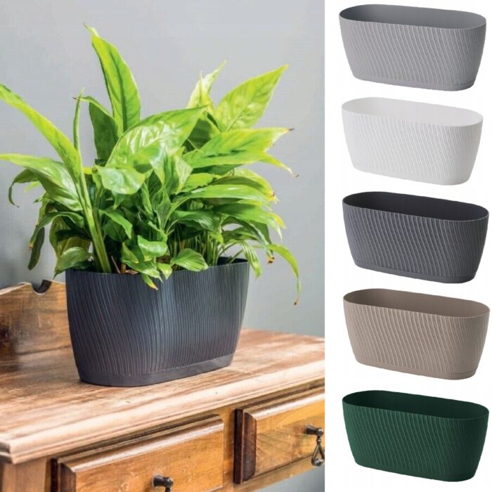 Oval Window Box Planter with Saucer Matt