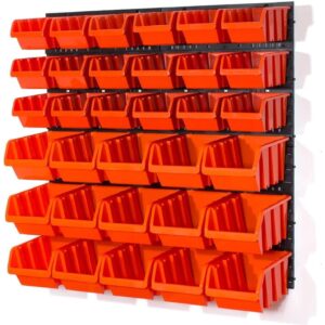 Tool Pegboard Wall Storage with Bins Red