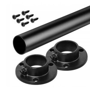 Wardrobe Hanging Rail 25mm Black with Brackets