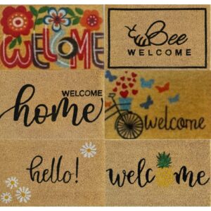 Coir Door Mat Non-Slip Welcome Mat 60 x 40cm