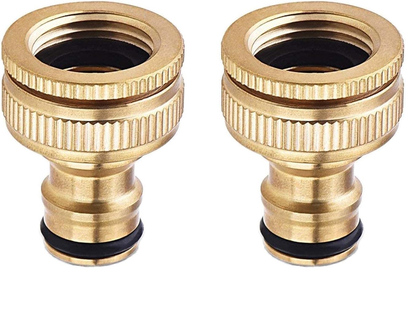 Tap Connector 1/2in & 3/4in Brass for Hose Pack of 2 - Image 2