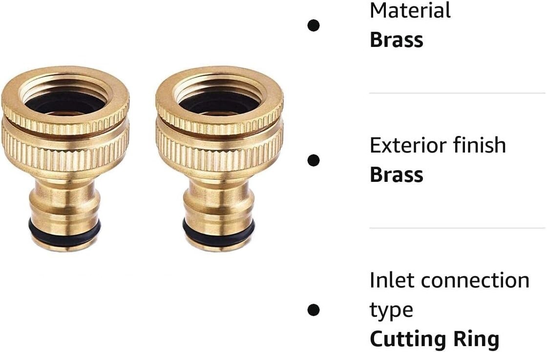 Tap Connector 1/2in & 3/4in Brass for Hose Pack of 2 - Image 7