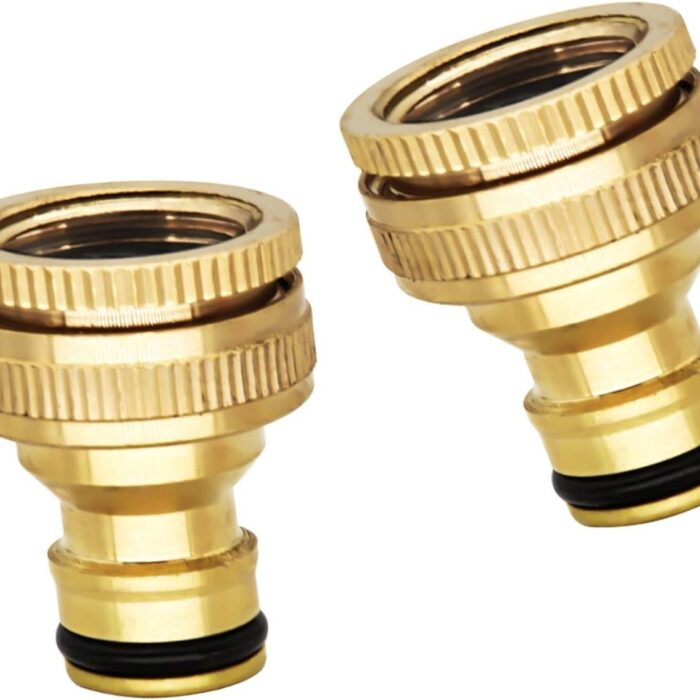 Tap Connector 1/2in & 3/4in Brass for Hose Pack of 2