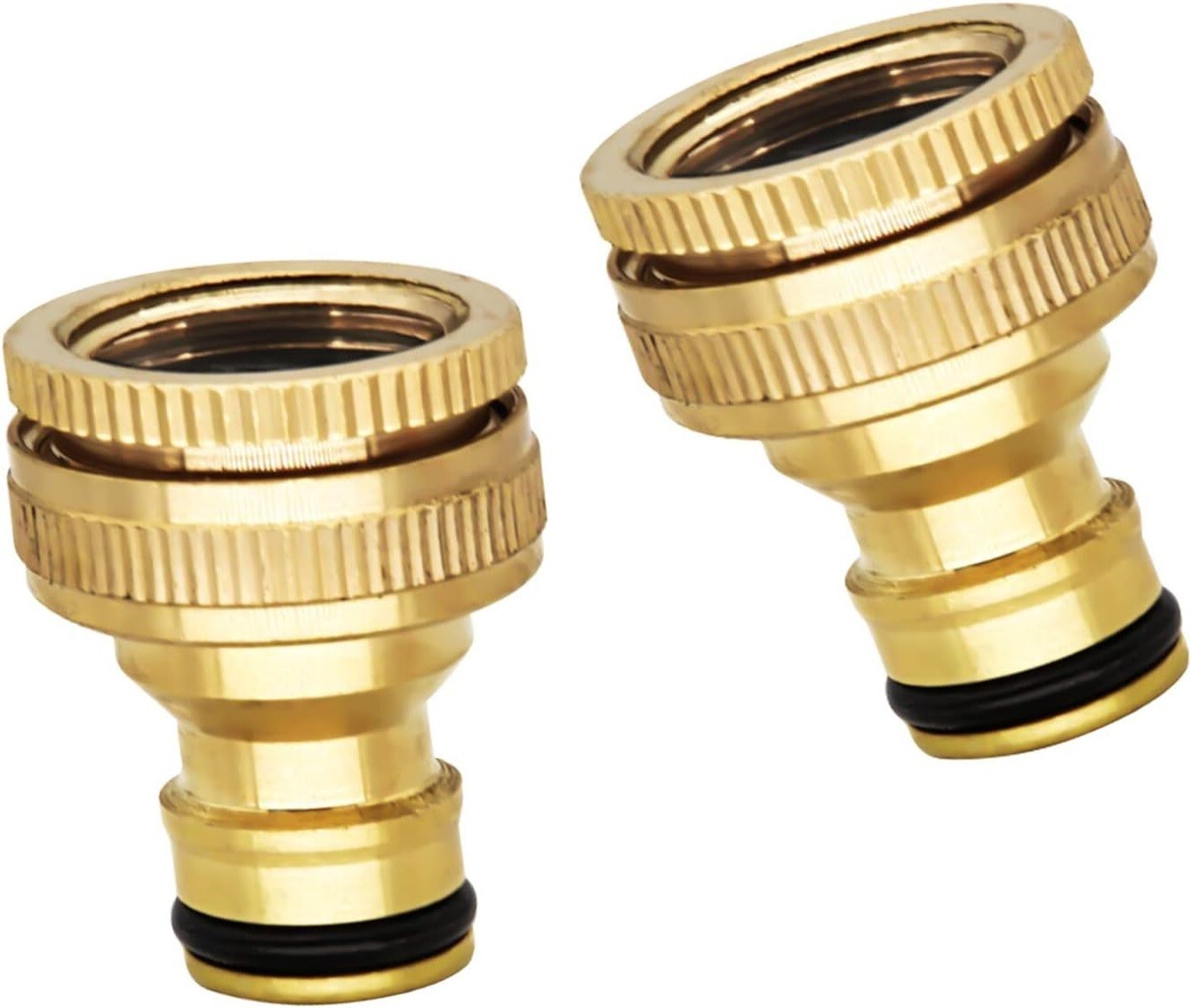Tap Connector 1/2in & 3/4in Brass for Hose Pack of 2
