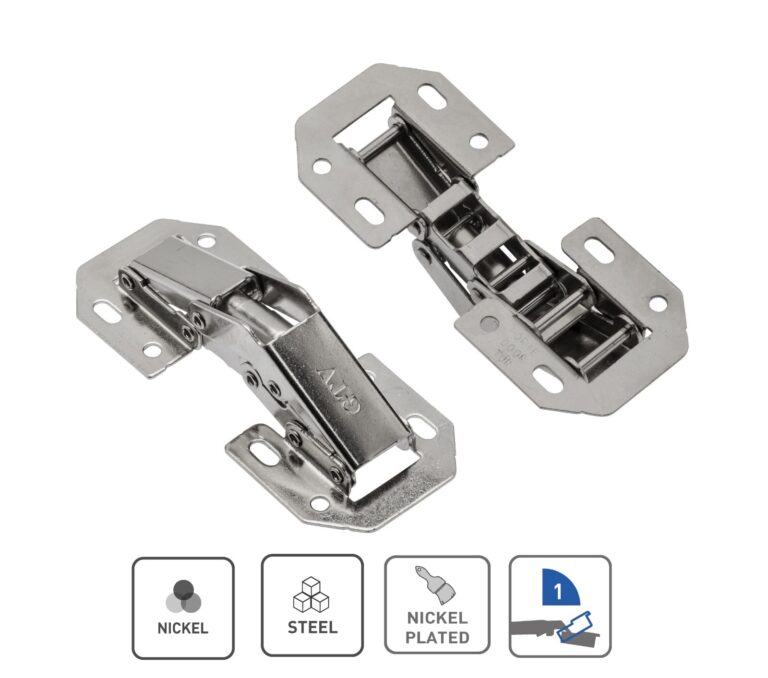 Pair of steel 90-degree spring-closing concealed cabinet hinges