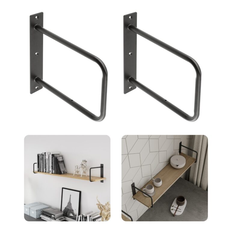 Shelf Support Brackets Steel Black 23cm Pack of 2