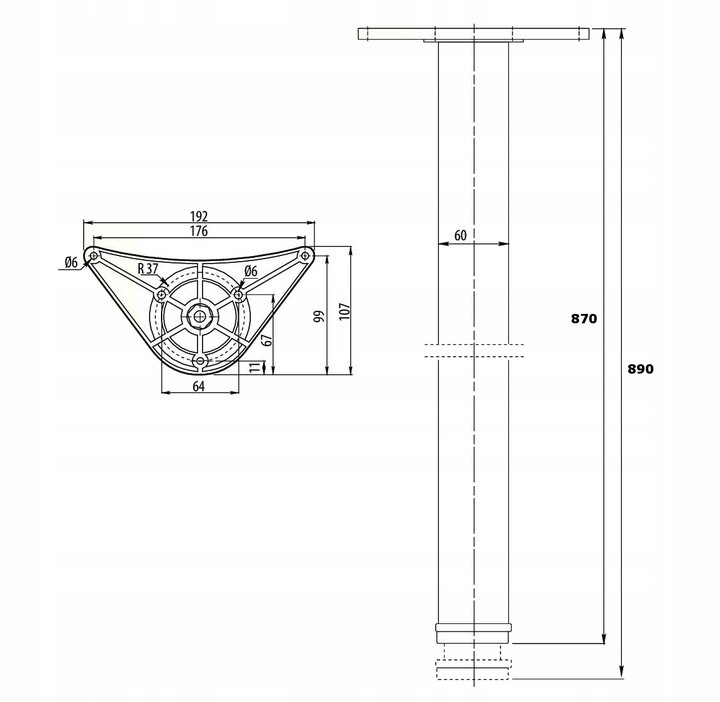 Adjustable Round Table Legs 60mm Steel Set of 4 - Image 10