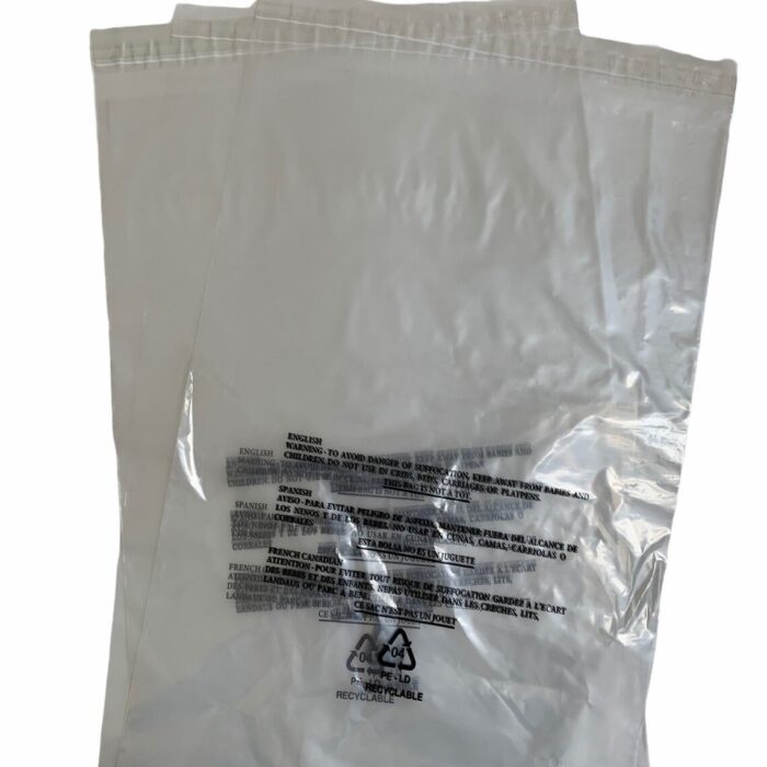 Clear Self Seal Poly Bag with Suffocation Warning