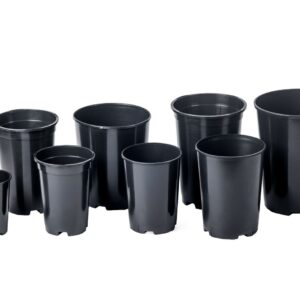 Deep Rose Plant Pots Tall Round Black