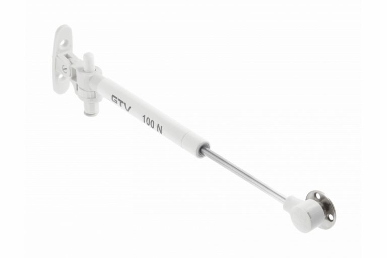 White GTV cabinet gas strut with mounting brackets