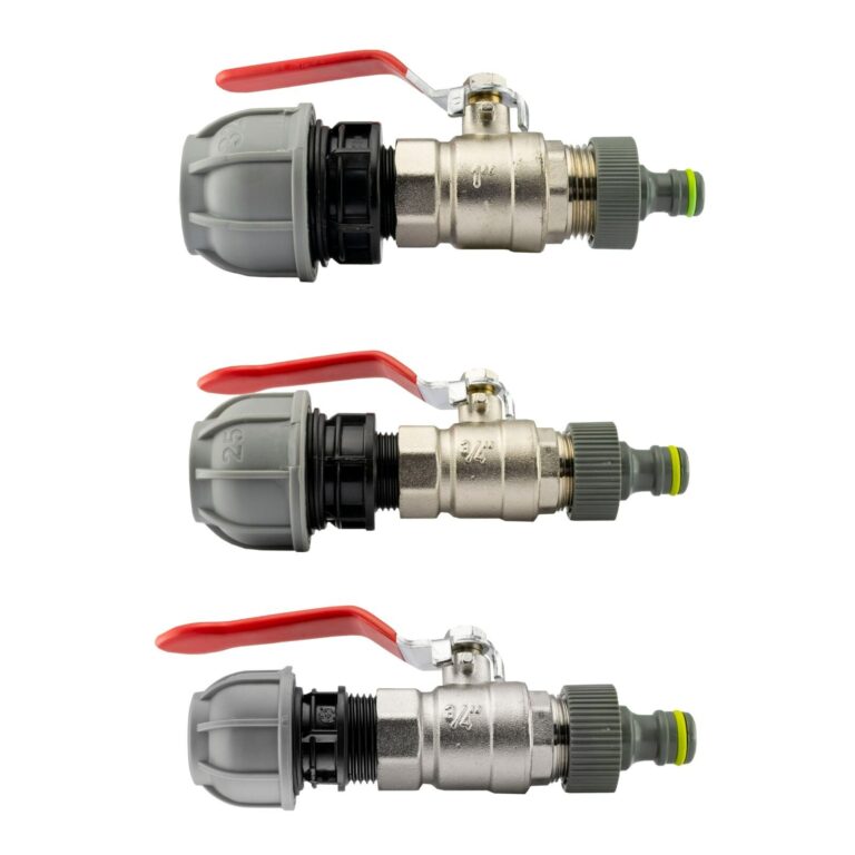 Hose Adapter MDPE to Click-Lock with Brass Valve