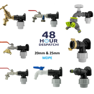 MDPE Wall Flange Plate & Garden Tap Connector Set
