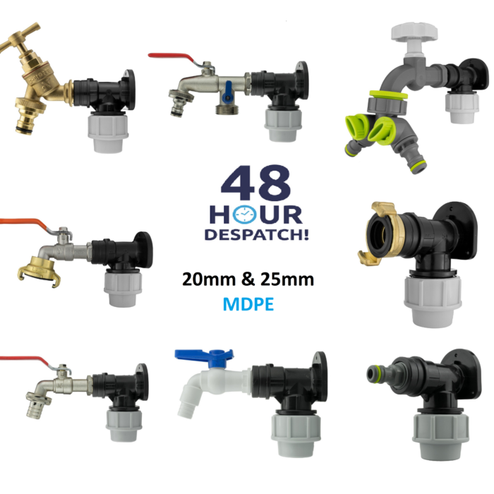 MDPE Wall Flange and Garden Tap Connector Set