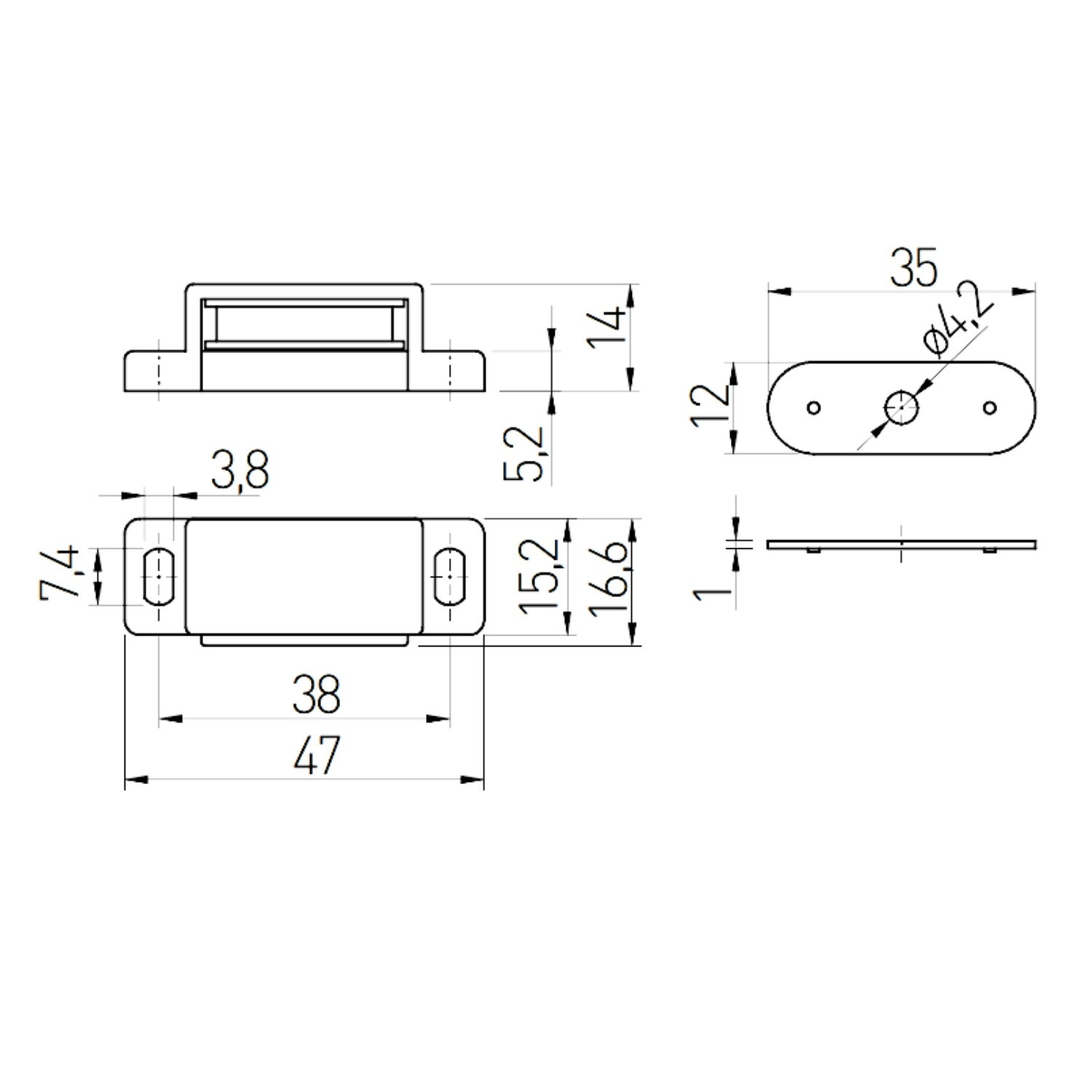 Magnetic Cabinet Catch with Strike Plate - Image 2