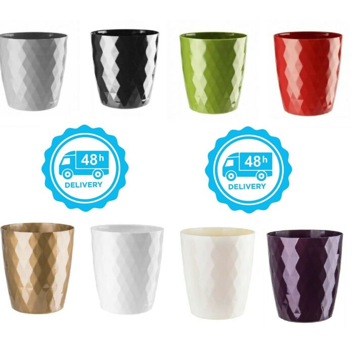 Crystal-Effect Round Plant Pot Gloss Finish
