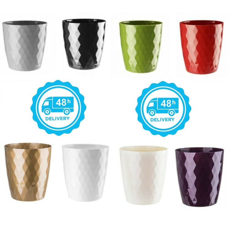 Crystal-Effect Round Plant Pot Gloss Finish