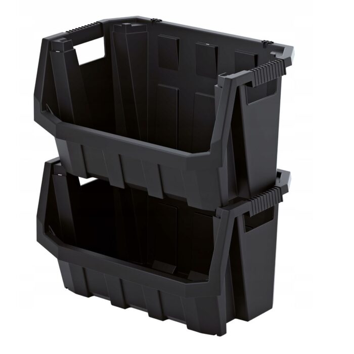 Stackable Open-Front Storage Bin Grey