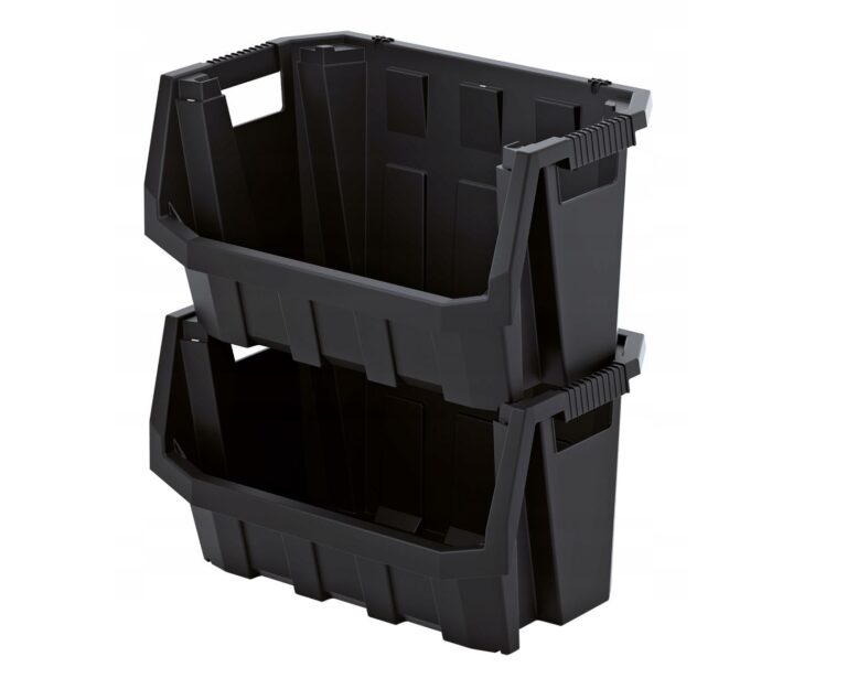 Stackable Open-Front Storage Bin Grey