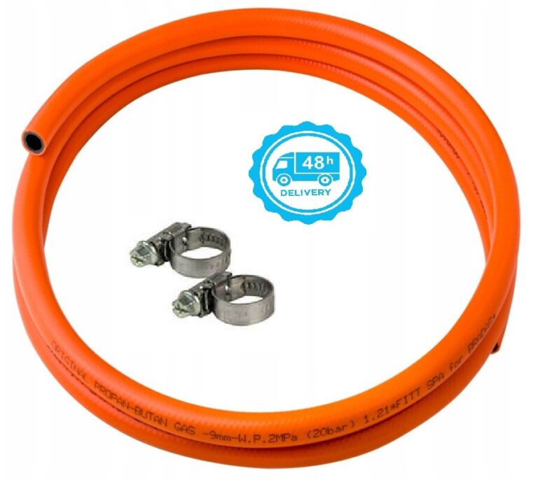 LPG Gas Hose 9mm Reinforced Propane Butane with 2 Clips