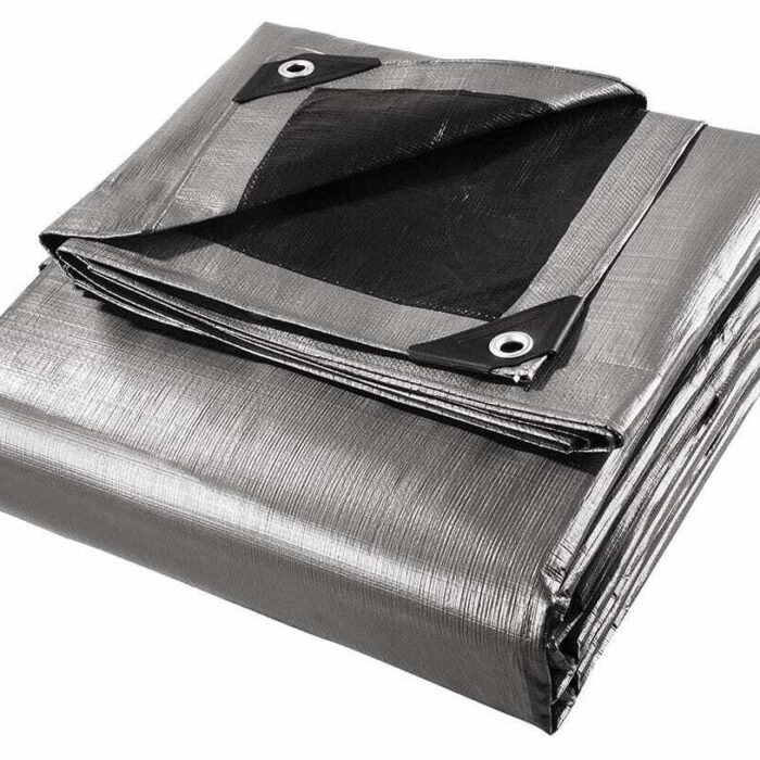 Silver/Black Tarpaulin 320gsm Polyethylene with Eyelets