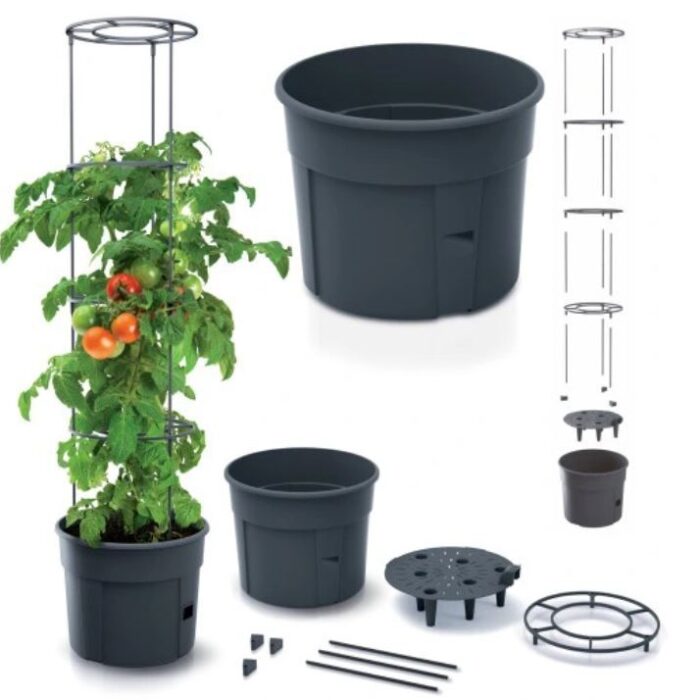 Round Tomato Planter with Support Frame and Cover 28L