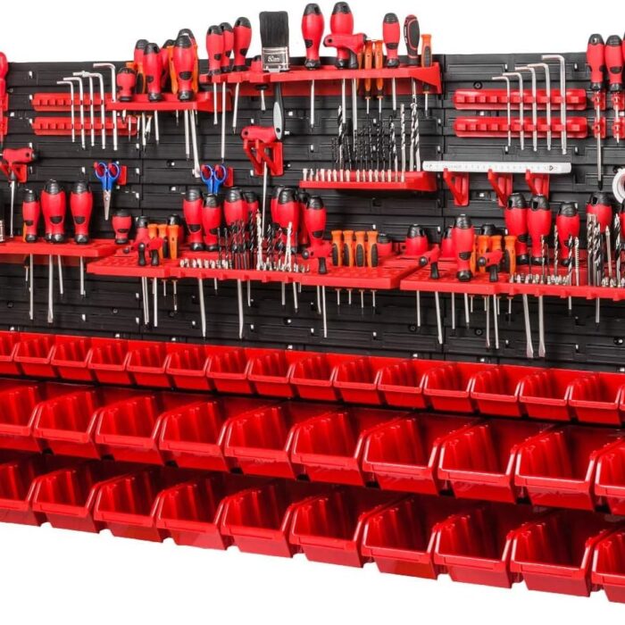 Tool Pegboard 1728x780mm 6-Panel 50 Stacking Bins