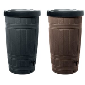 Rainwater Tank Water Butt Wood-Effect Barrel 265L