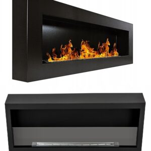 Bioethanol Wall Fireplace Box 1200x400 Matt Black