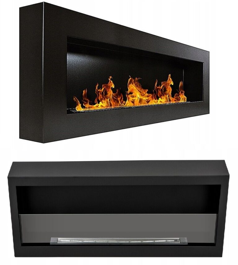 Bioethanol Wall Fireplace Black 1200 x 400mm