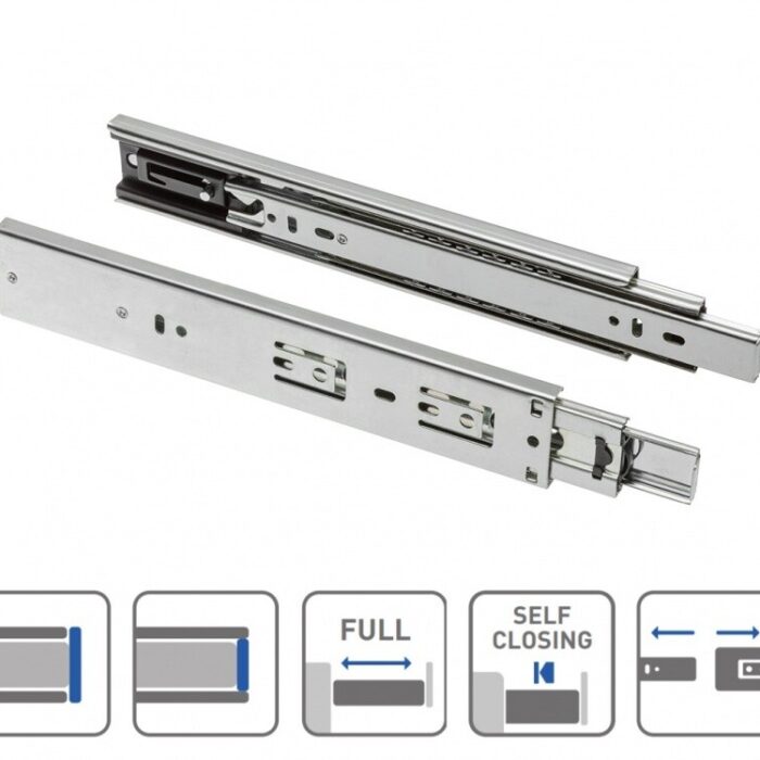 Self Close Drawer Runners 45mm Full Extension 35kg Pair