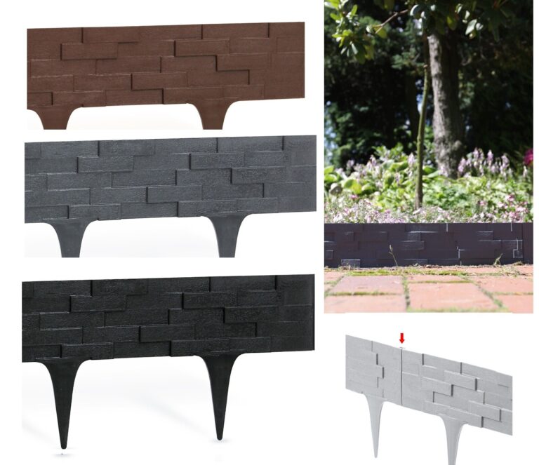 Wood Effect Lawn Edging 10cm with Fixing Pegs