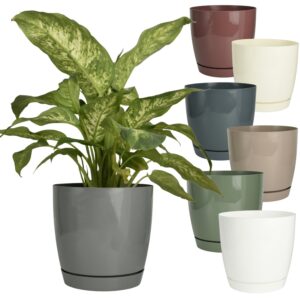 High Gloss Round Plant Pot with Saucer