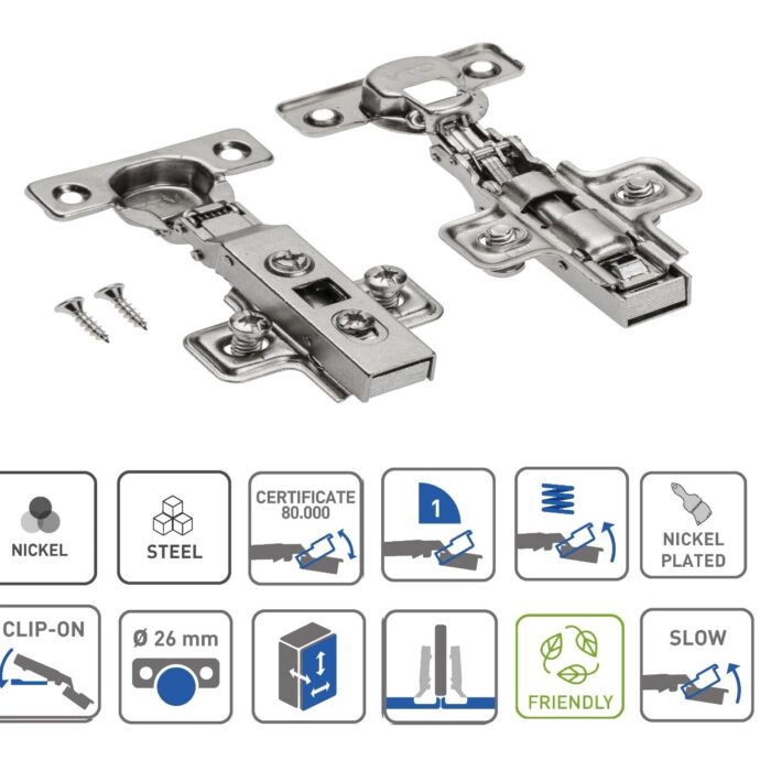 Soft Close Cabinet Hinge 26mm Half Overlay