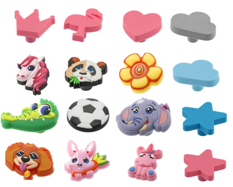 Colourful novelty cabinet knobs in animal, star, heart, cloud and football designs