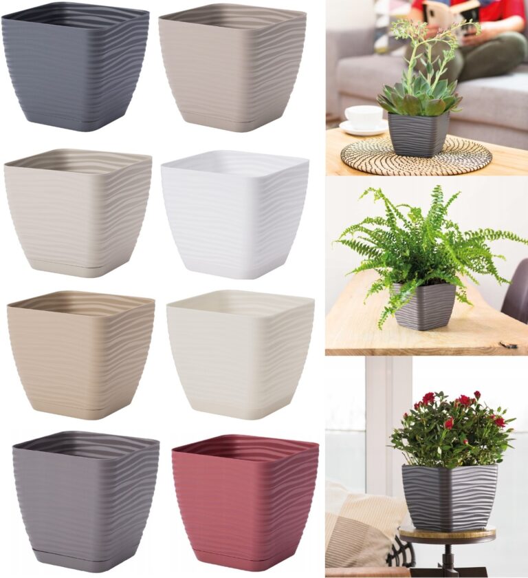Square Plant Pot Cover Plastic Textured