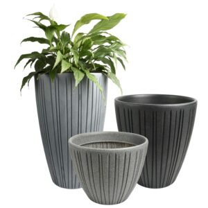 Round Ridged Plant Pot Indoor Outdoor UV Resistant