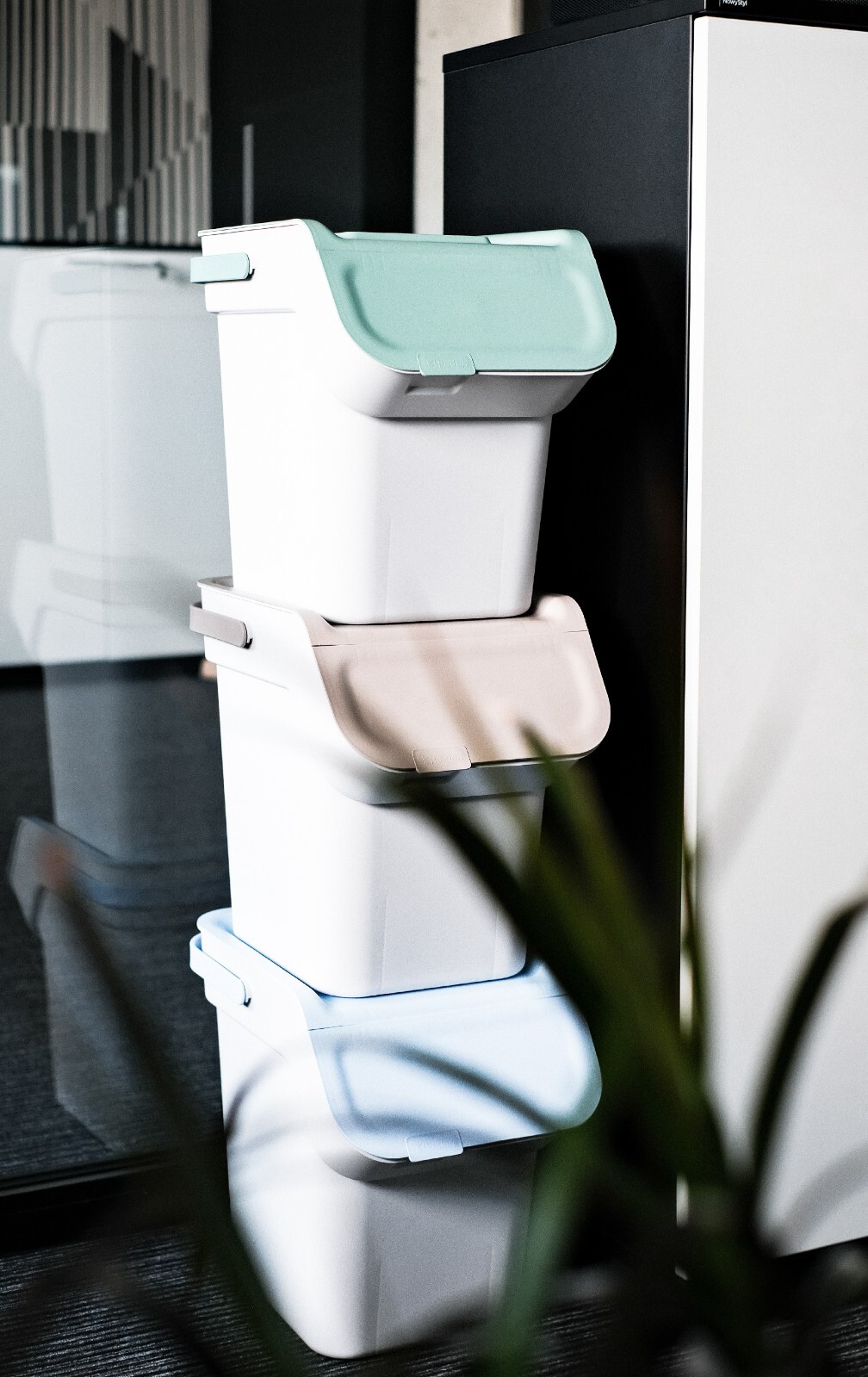 Stackable Recycling Bin Set with Carbon Filter Lid - Image 7