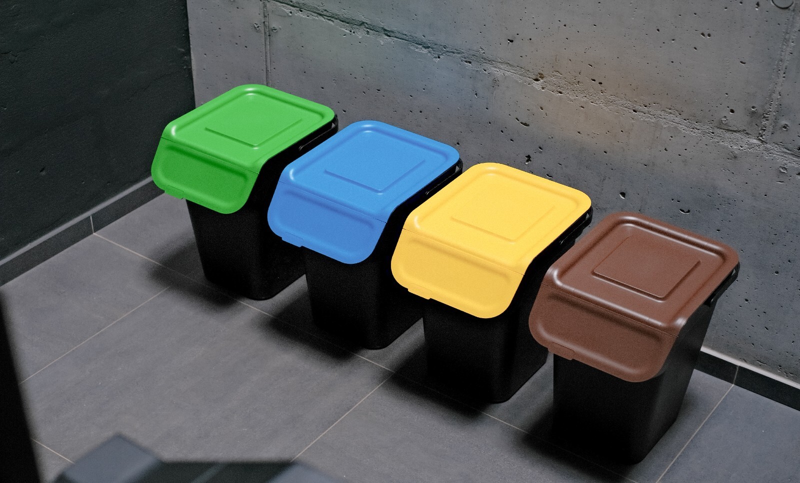 Stackable Recycling Bin Set with Carbon Filter Lid - Image 8