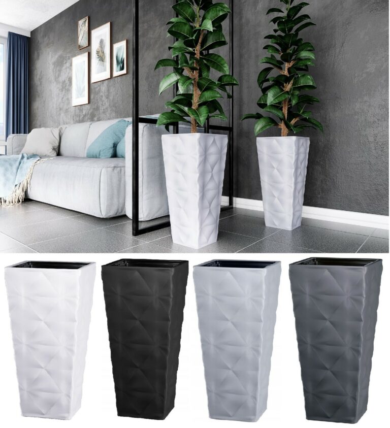 Square Tall Planter with Insert 3D-Textured