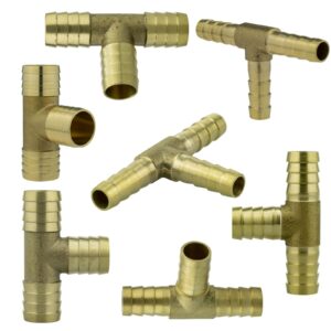 Brass 3-Way Barbed Hose Joiner Tee Connector