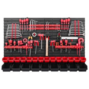 Tool Pegboard Wall Storage with Bins and Hooks