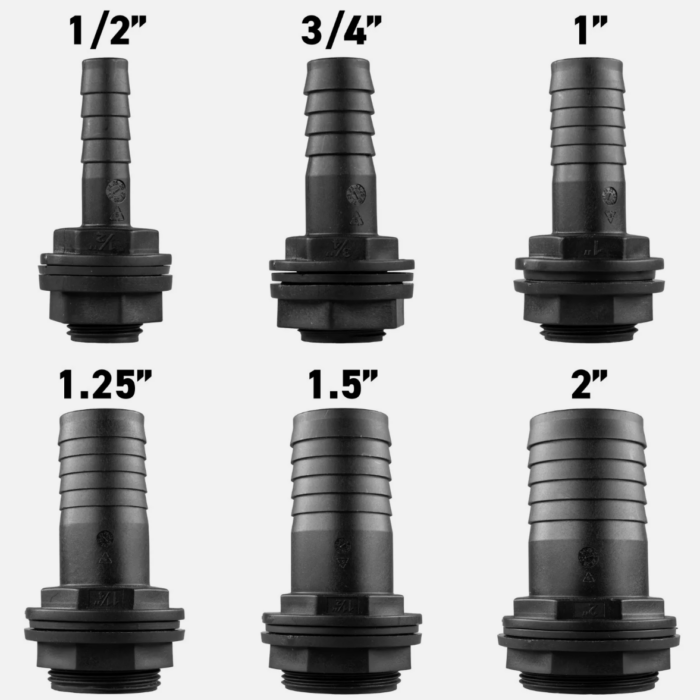 Water Butt Connector BSP Straight with Hose Barb