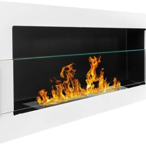 Bioethanol Wall Fireplace White Gloss 1200x400mm