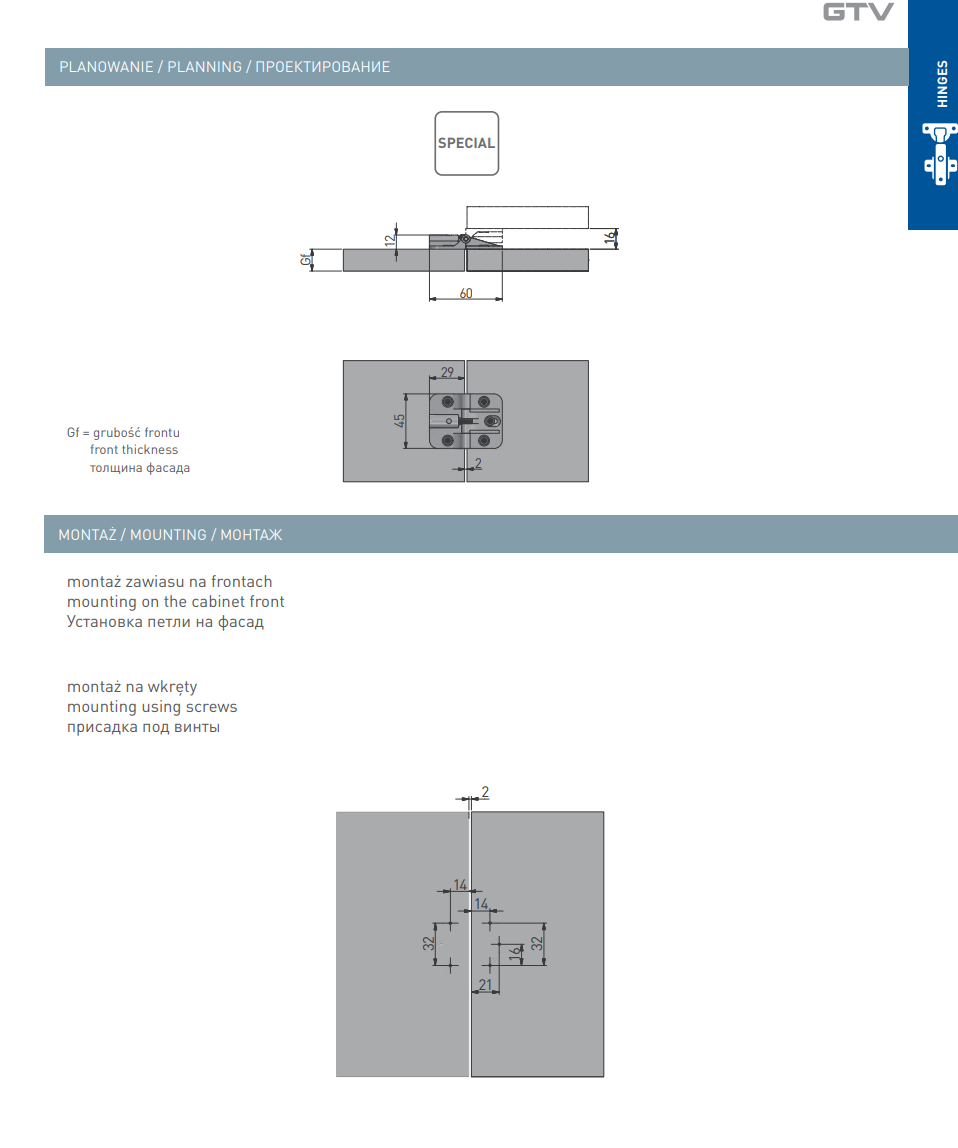 Butterfly Cabinet Hinge 180° Folding Door Pack of 2 - Image 3