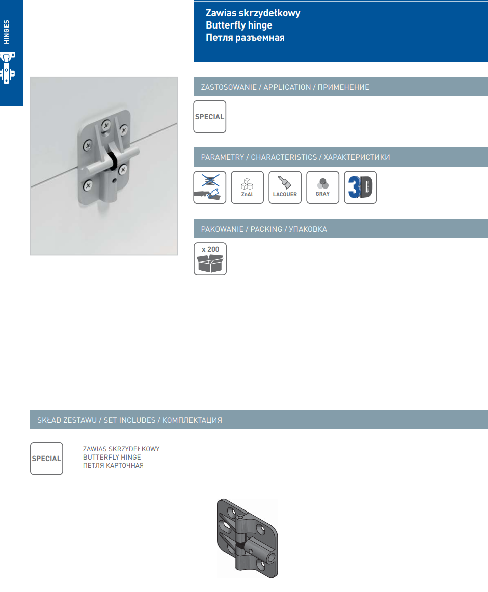 Butterfly Cabinet Hinge 180° Folding Door Pack of 2 - Image 4