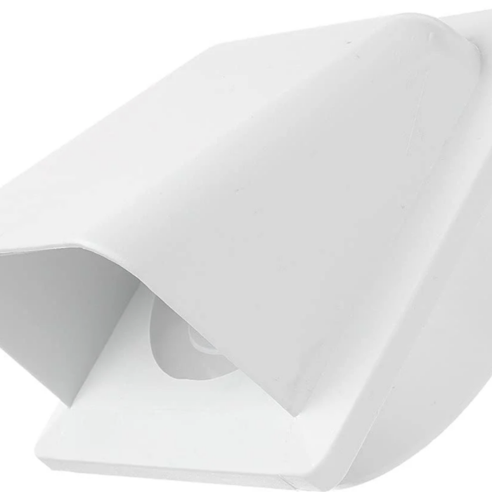 External Hooded Vent Cover Gravity Flap 100mm White